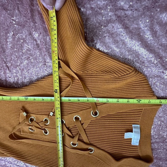 MICHAEL Michael Kors lace-up Ribbed Bodycon in Poppy Dress S, Sexi, Chic - Picture 8 of 9